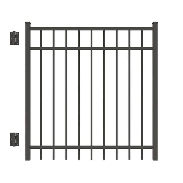 Barrette Outdoor Living Natural Reflections 4 ft. x 4 ft. Pewter Aluminum Straight Fence Gate