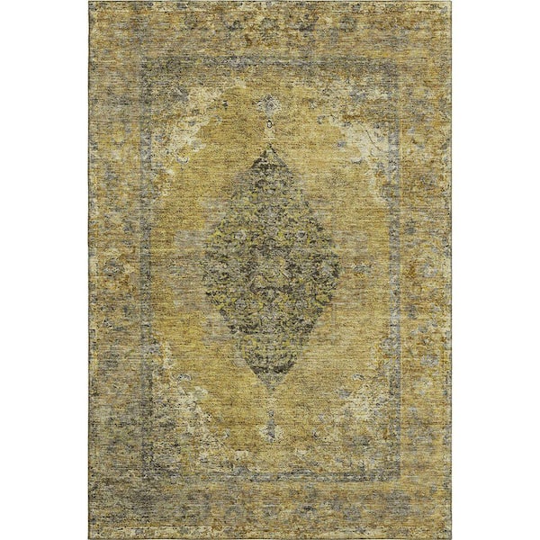Mayfield Premium Machine Washable Abstract AMF2021 Wheat 5 ft. x 7 ft. 6 in. Area Rug