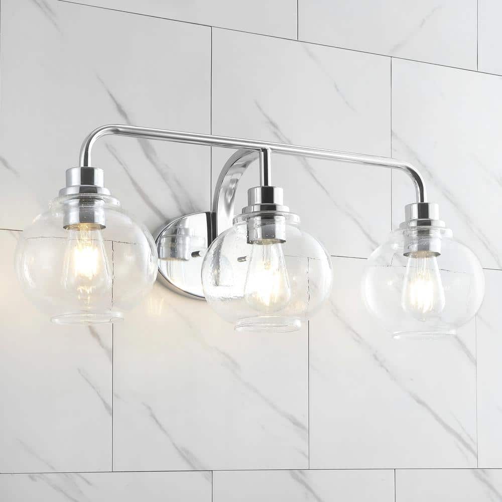 Chrome Sandrine 26.25'' 3-Light LED Vanity Light with Glass Shade