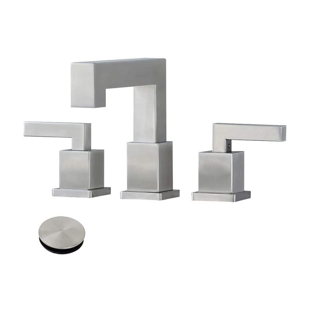 8 in. Widespread Double Handle Bathroom Faucet with Drain Kit Included in Brushed Nickel price history on PriceWatchPro