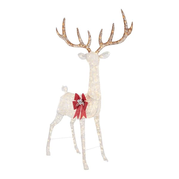 8.5 ft. Polar Wishes Giant-Sized LED Buck With Bow Holiday Yard Decoration