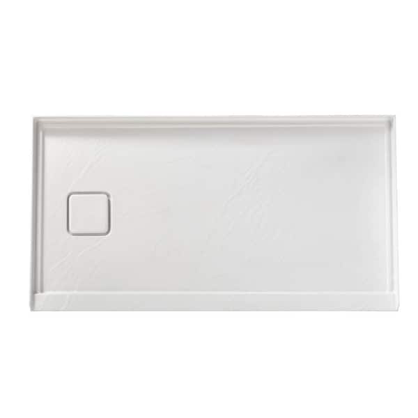 60 in. x 32 in. Rectangle White Acrylic Bathroom Alcove Shower Pan Base with Left Hand Drain