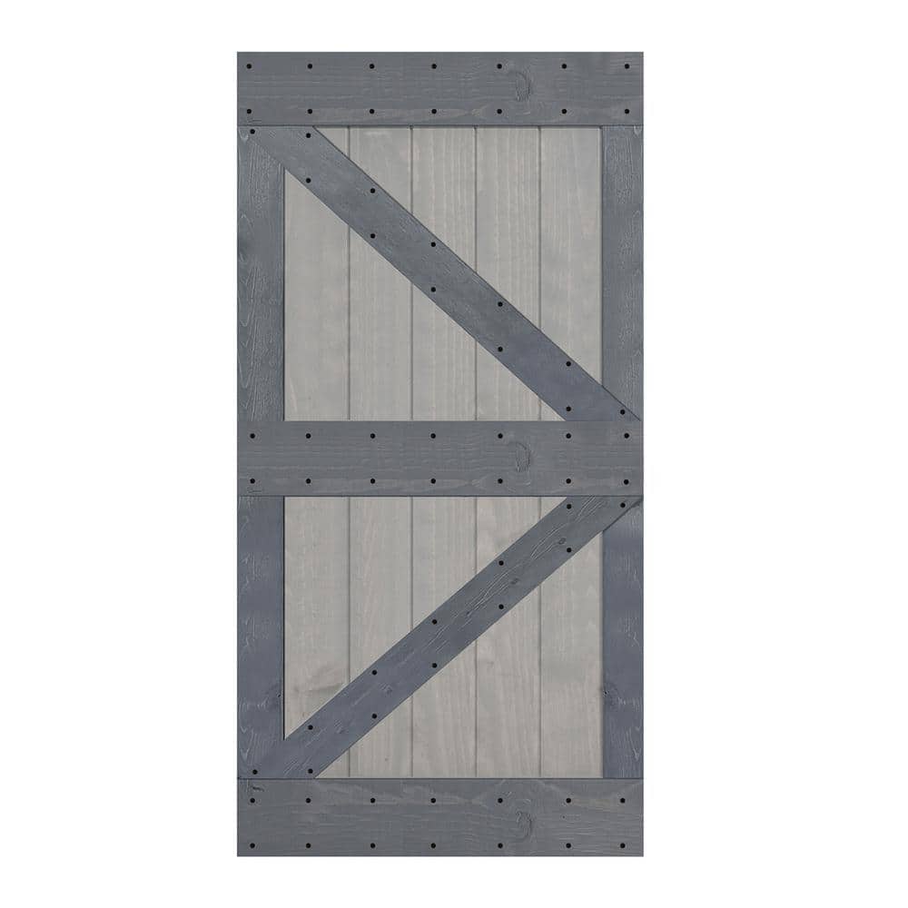 K Style 42 in. x 84 in. French Gray/Dark Gray Finished Solid Wood Sliding Barn Door Slab - Hardware Kit Not Included price history on PriceWatchPro