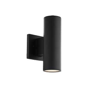 Cylinder Black LED Double Up and Down Outdoor Wall Cylinder Light, 3000K