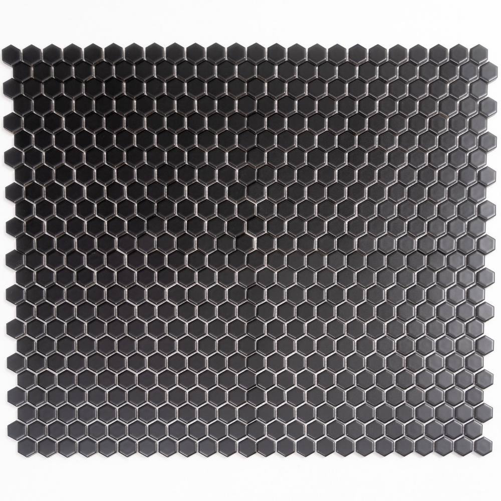 Black Matte Hexagon Porcelain Mosaic Tile for Kitchen and Bathroom