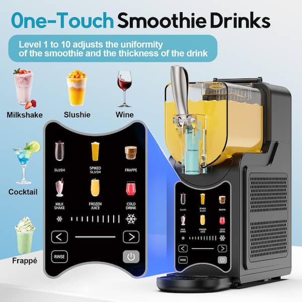 Slush-machine, 2,5 liter ijsmachine en slushie machine voor thuis, met led- display, 6 vooraf ingestelde programma's voor ijs, frappés, milkshakes, automatische reiniging (Sliver