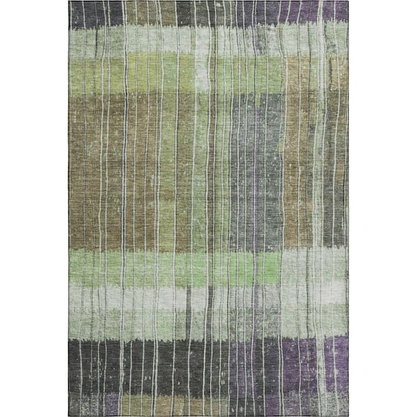 Mayfield Premium Machine Washable Abstract AMF1962 Aloe 10 ft. x 14 ft. Area Rug