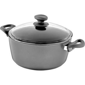 8 qt. Titanium coated Aluminum Non-Stick Stock Pot in Gray with Glass Lid