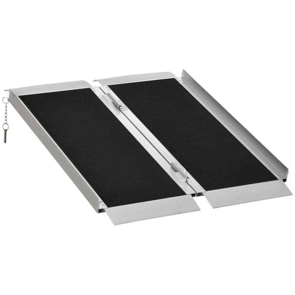 HomCom 3ft Black Aluminum Portable Wheelchair Ramp with Handle