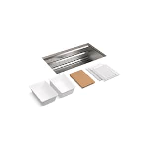 Prolific Workstation Undermount Stainless Steel 33 in. Single Bowl Kitchen Sink Kit with Accessories
