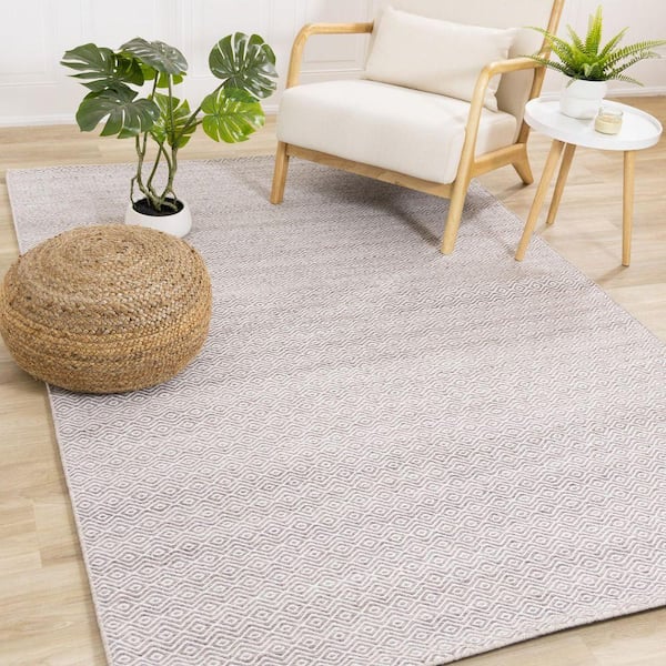 Cindara Collections 5 ft. x 8 ft. Beige Geometric Indoor Area Rug