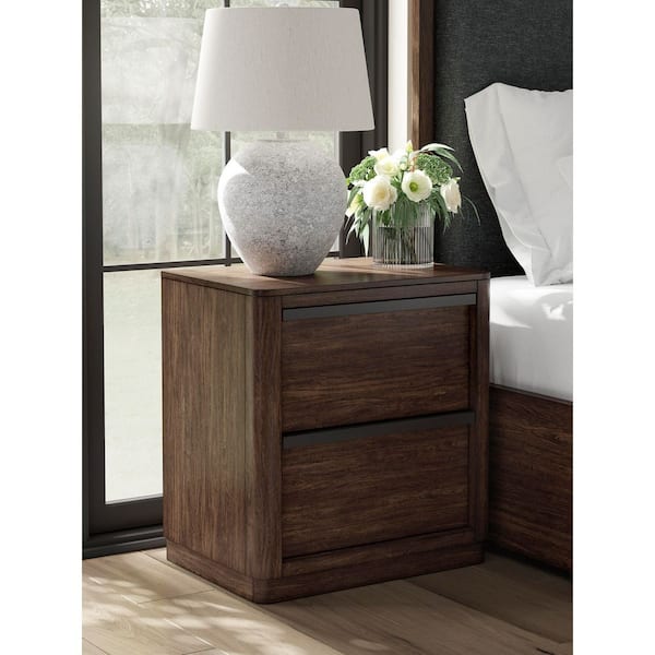 Kendamor Dark Brown 2 Drawer 26 in. W Nightstand