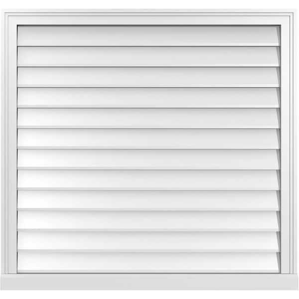 Ekena Millwork 38 in. x 36 in. Vertical Surface Mount PVC Gable Vent: Decorative with Brickmould Sill Frame