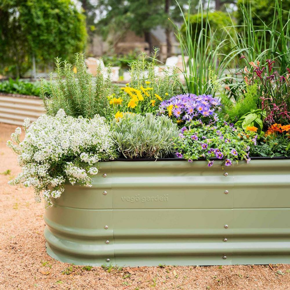 Olive Green 17" Tall Modular Metal Outdoor Raised Garden Bed