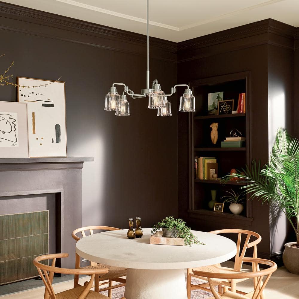 Aivian 30'' Industrial-Style Brushed Nickel 5-Light Chandelier