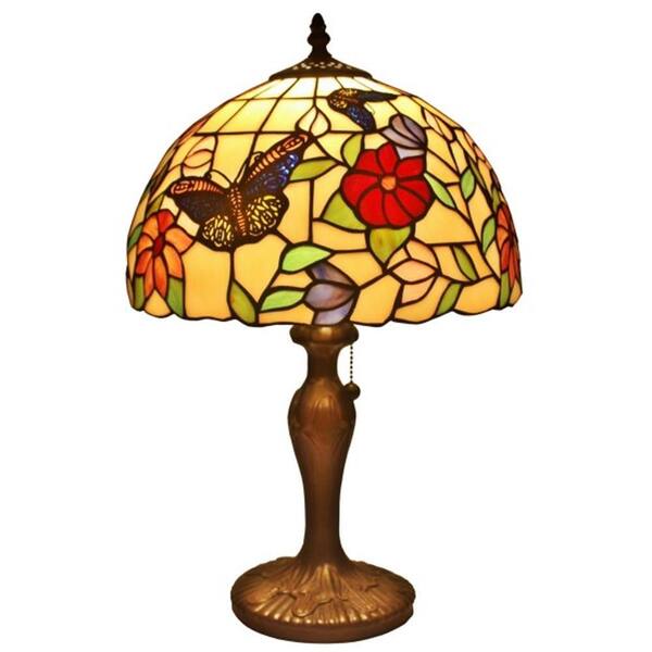 Amora Lighting 19 in. Tiffany Style Butterflies Table Lamp