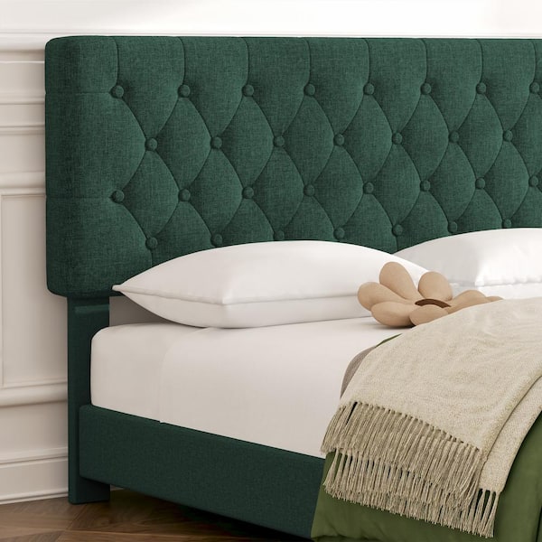 JEAREY Green King Linen Upholstered Storage Platform Bed