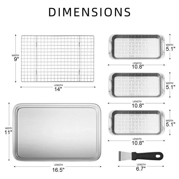 16.5 in. x 11 in. Stainless Steel Grill Carry with Cooling Rack for Grilling Vegetables, Fish, Meat, and Gift (6-Pack)
