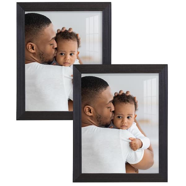 Wexford Home Grooved 8 in. x 10 in. Black Picture Frame (Set of 2