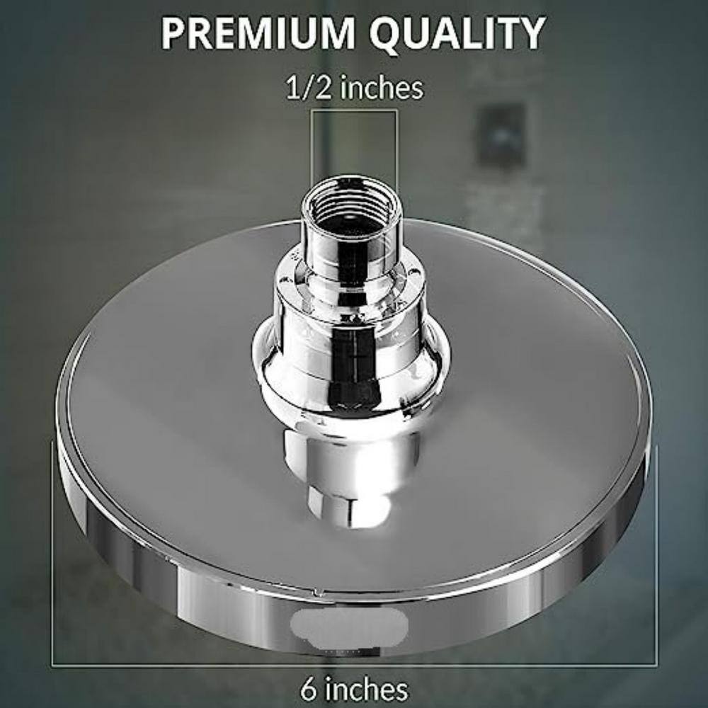6-Inch Chrome Rain Shower Head with Filter and Adjustable Angles