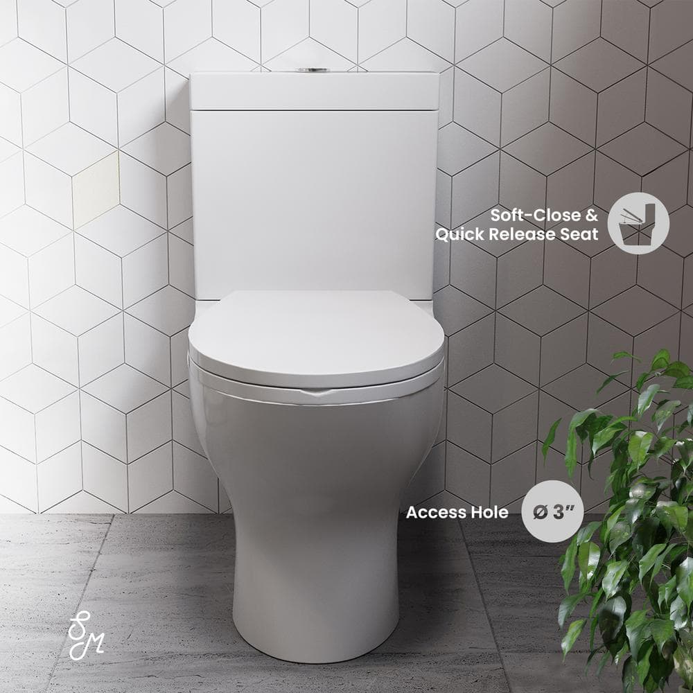 White Elongated Dual-Flush High Efficiency Two-Piece Toilet