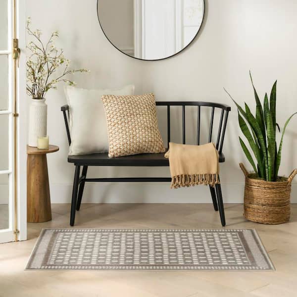 Nordic Ivory Grey 2 ft. x 3 ft. Geometric Contemporary Area Rug