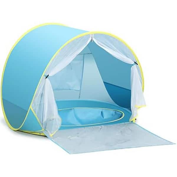 Phewnyzo 4 ft. x 3 ft. Blue Pop-Up Beach Tent for Kids with UV Protection