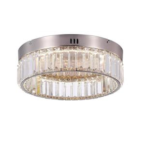 Stella Collection 13.75 in. W X 4.75 in. H Single Tier Satin Nickel Integrated LED Semi Flush mount