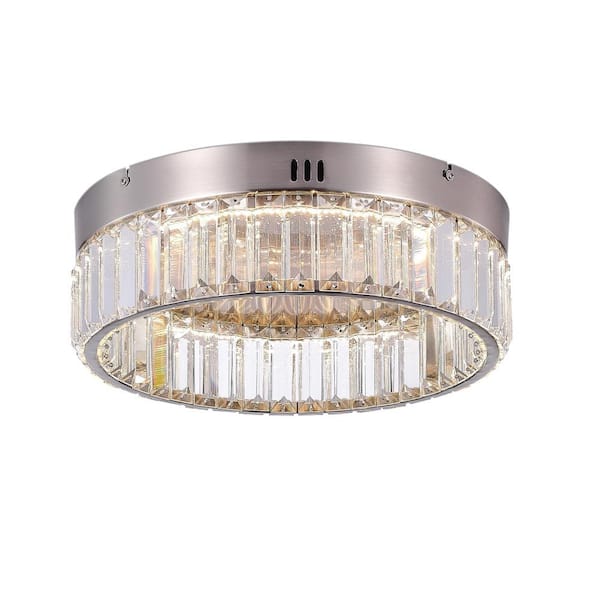 ARTCRAFT Stella Collection 13.75 in. W X 4.75 in. H Single Tier Satin Nickel Integrated LED Semi Flush mount
