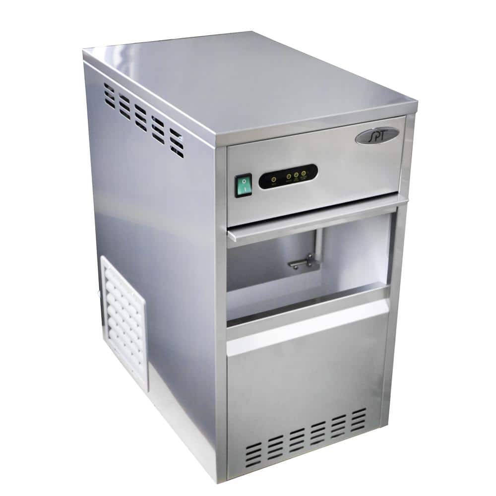 SPT 66 lb. Flake Freestanding Ice Maker in Stainless Steel, Silver