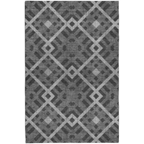 Dream Shag Premium Machine Washable Abstract ADS616 Charcoal 10 ft. x 14 ft. Area Rug