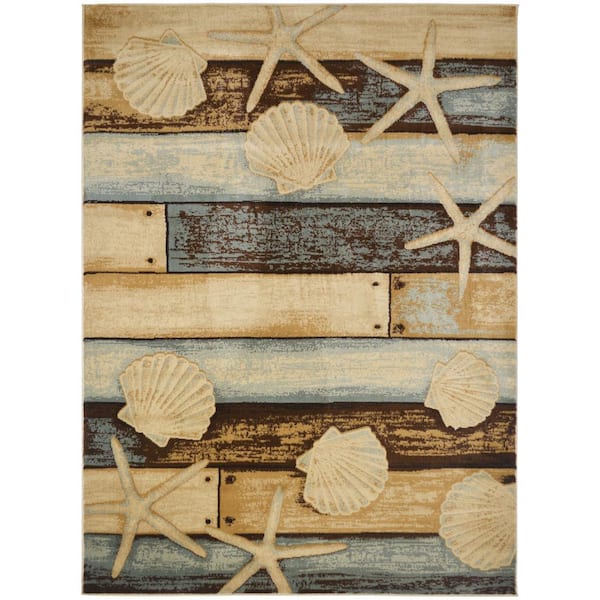 American Destination Multi-Color Sea Life Multi Coastal 2 ft. x 4 ft. Area Rug