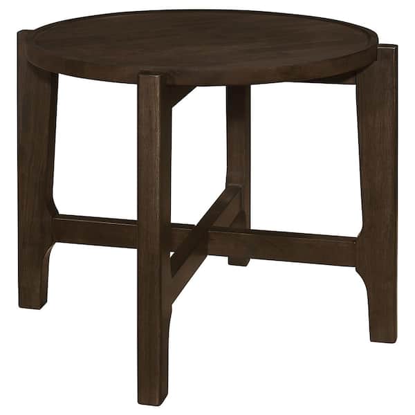 Coaster Cota 26.25 in. Dark Brown Round Solid Wood End Table