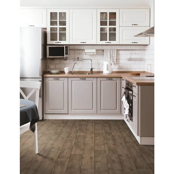 Take Home Sample - Berwick Brown Wood 10 MIL 6 in. x 9 in. Waterproof Vinyl Sheet Flooring
