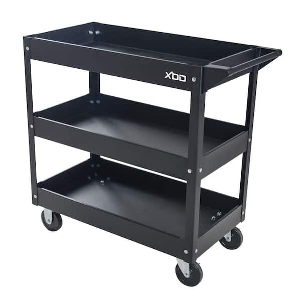 XDD 29 in. 3-Tray 0-Drawer Rolling Tool Utility Cart in Black