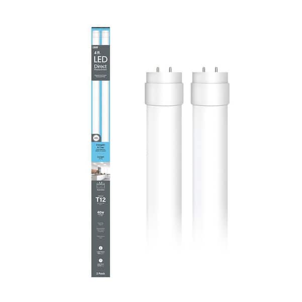 20-Watt 4 ft. T12 G13 Type A Plug and Play Linear LED Tube Light Bulb, Daylight 5000K (2-Pack)