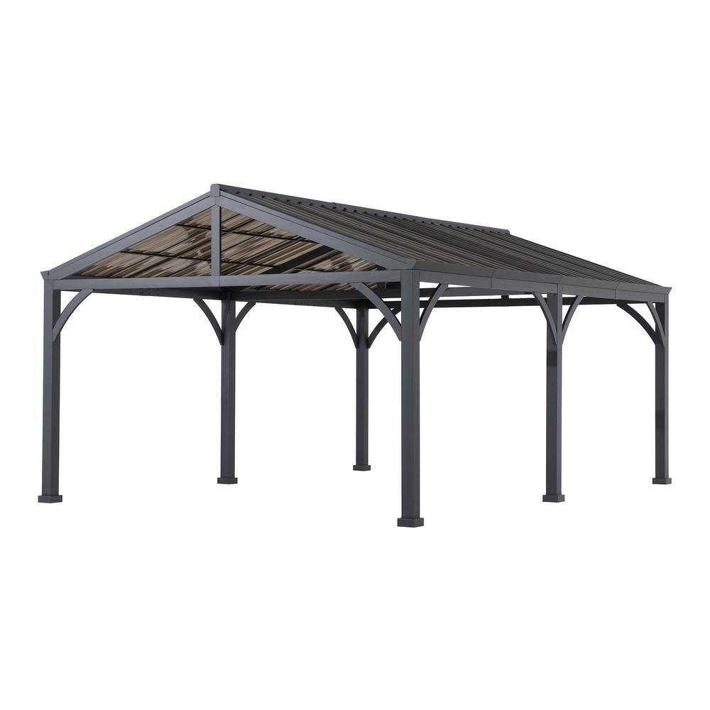 Golden Marketing AutoCove 20 W x 14 ft. D x 10 ft. H Newville Carport with Brown Polycarbonate Top A110000800 The Home Depot