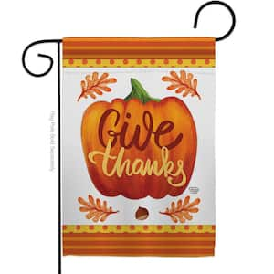 13 in. x 18.5 in. Pumpkin Give Thanks Garden Flag Double-Sided Fall Decorative Vertical Flags