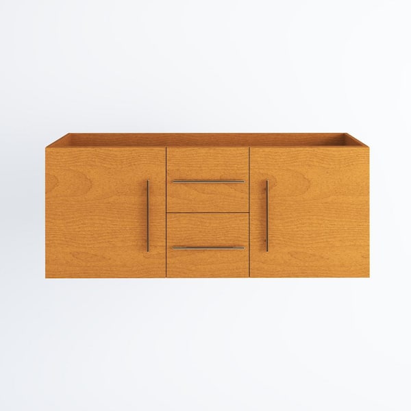 VOLPA USA AMERICAN CRAFTED VANITIES Napa 60 W x 18 D x 20-5/8 H Double Sink Bathroom Vanity Wall Mounted in Pacific Maple - Cabinet Only