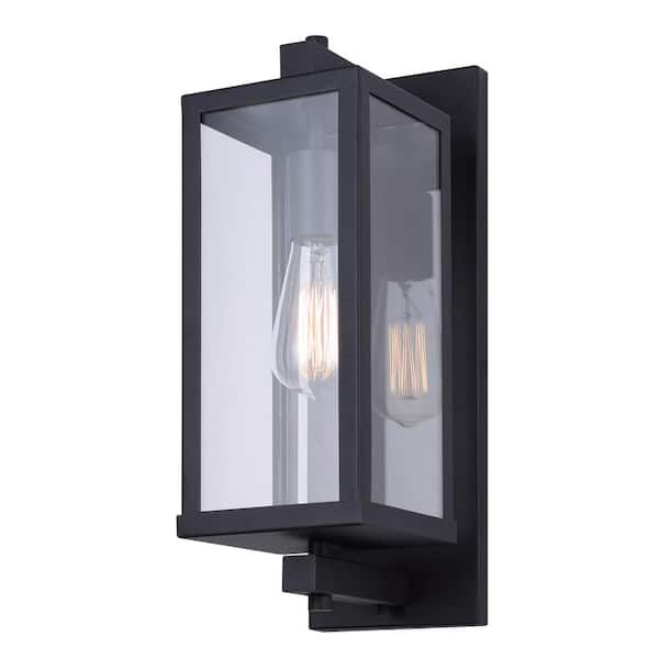 CANARM Kellan Black Outdoor Hardwired Wall Sconce with No Bulb Included