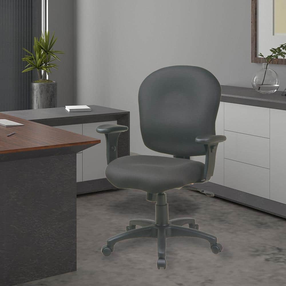 Gray Adjustable Fabric Task Chair with Swivel and Arms