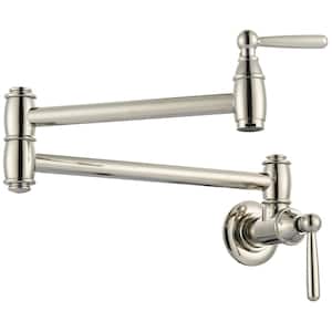 Wall Mounted Pot Filler with Lever Handle in Polished Nickel
