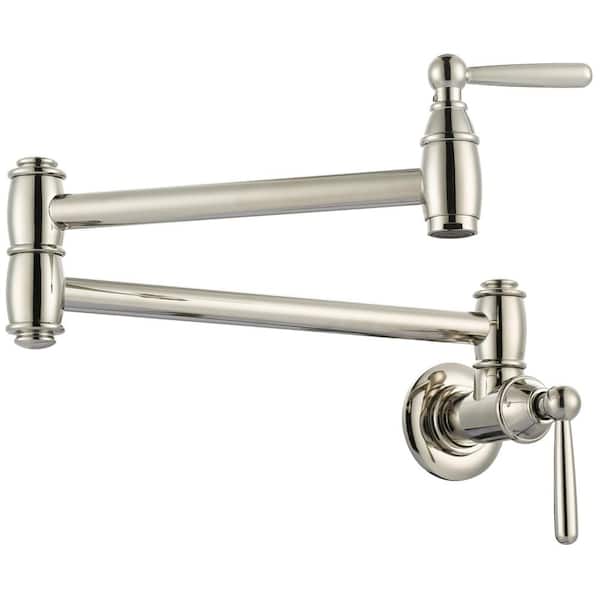 ARCORA Wall Mounted Pot Filler with Lever Handle in Polished Nickel