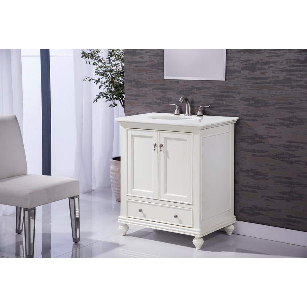Simply Living 30 in. W x 21 in. D x 35 in. H Bath Vanity in Antique White w