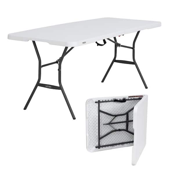 Lifetime 72 in. White Plastic Portable Fold-in-Half Folding Banquet Table