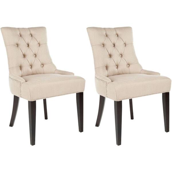 Safavieh Abby Biscuit Beige/Espresso Cotton Blend Side Chair (Set of 2)