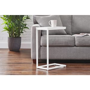 Donnelly White C-Shaped Side Table with White Wood Top