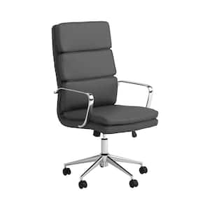 Ximena Faux Leather High Back Upholstered Office Chair in Gray with Arms