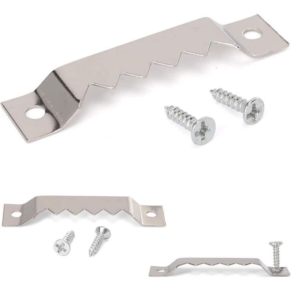 Silver Large Sawtooth Picture Hangers Heavy Duty 50 Pack with Screws for Ca