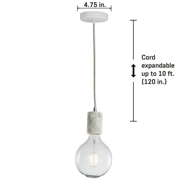 Bulbrite 1-Light White Natural Marble Pendant Socket and